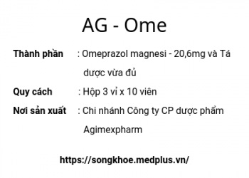 Thuốc AG-Ome - Liều dùng & lưu ý, hướng dẫn, tác dụng phụ 133 Thuốc AG-Ome