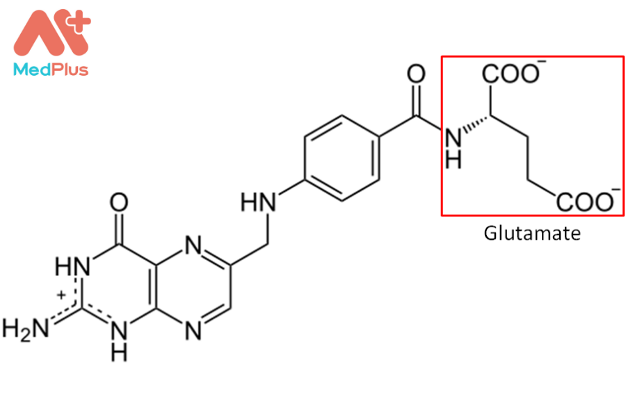 Công thức hóa học của axit folic.