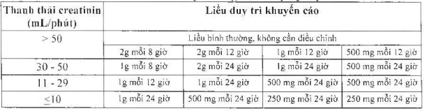 Liều duy trì ở người lớn bị suy thận