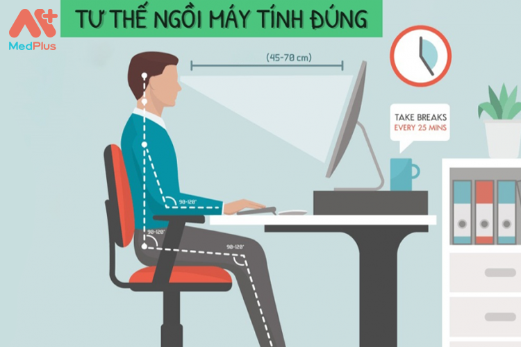 Tư thế ngồi máy tính đúng