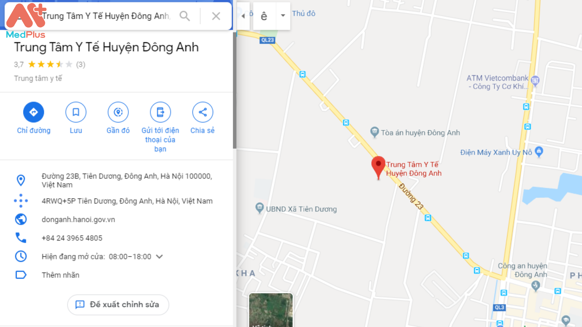 Địa chỉ Trung tâm Y tế Đông Anh