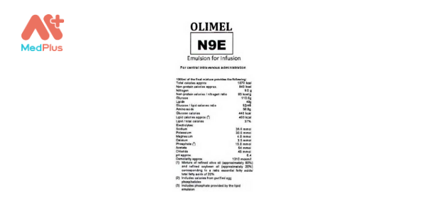 Thuốc Olimel N9E: Liều dùng & lưu ý, hướng dẫn sử dụng, tác dụng phụ 130 Olimel N9E