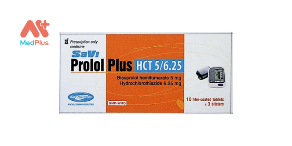 Thuốc SaviProlol Plus HCT 5/6.25: Liều dùng & lưu ý, hướng dẫn sử dụng, tác dụng phụ 128 SaviProlol Plus HCT 5_6.25