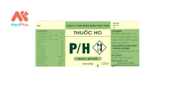 Thuốc Thuốc ho P/H: Liều dùng & lưu ý, hướng dẫn sử dụng, tác dụng phụ 128 Thuốc ho P_H