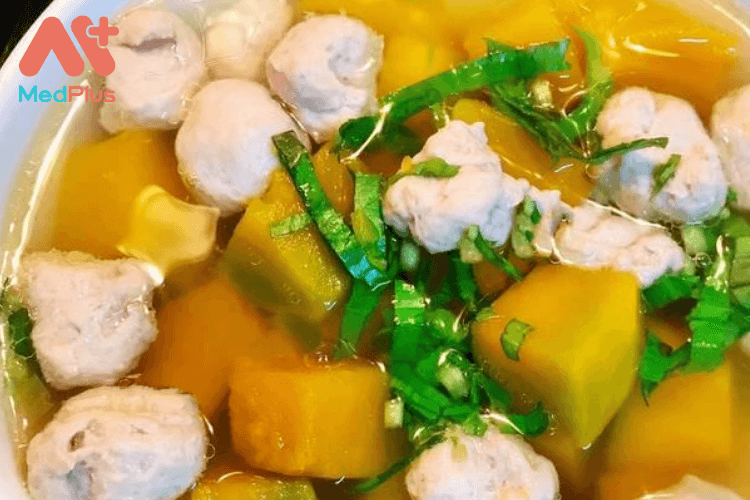 Canh bí đỏ nấu mọc