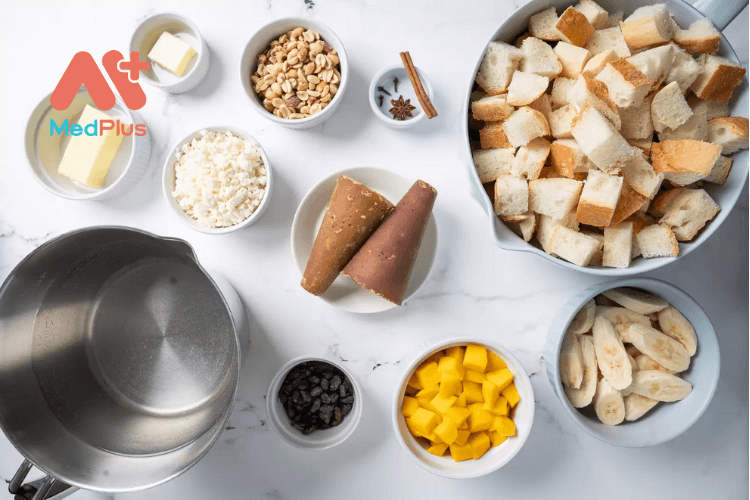 Nguyên liệu của món bánh mì Pudding Mexico
