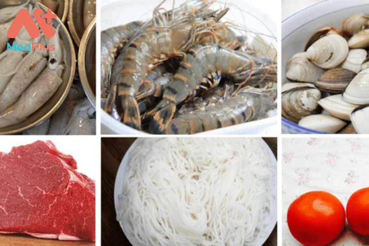 Nguyên liệu món bún thái hải sản