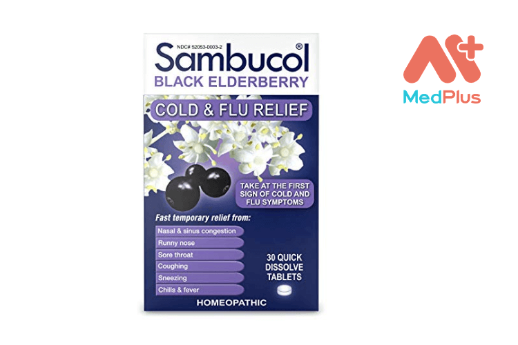 Thuốc trị cảm lạnh Sambucol Black Elderberry Cold & Flu Relief Tablets