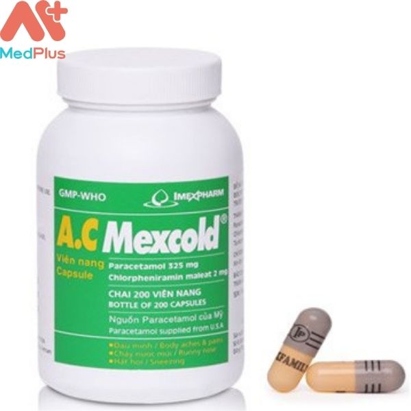 Thuốc A.C Mexcold giúp giảm đau, hạ sốt, chống dị ứng nhẹ