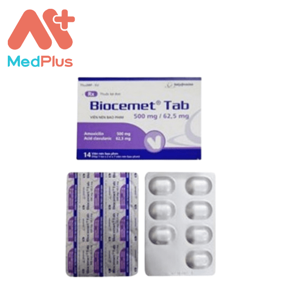 Thuốc Biocemet tab 500mg62,5mg - Hộp 2 vỉ x 7 viên