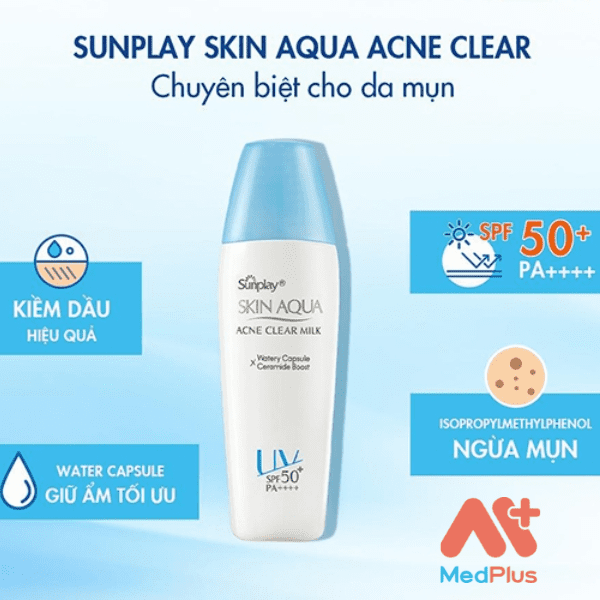 Chống nắng vật lý dạng sữa Skin Aqua Mineral Defense Oil Clear Milk SPF50+ PA++++
