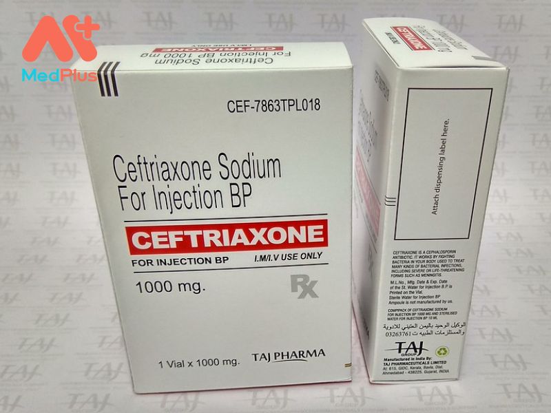 Ceftriaxone Sodium for Injection BP 1000mg Trị Nhiễm Khuẩn